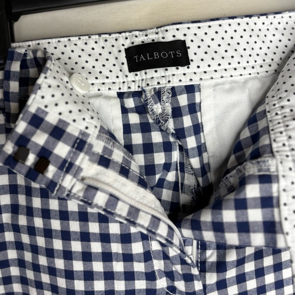 Talbots Women's Navy and White Gingham Cropped Pants - Picture 4 of 9